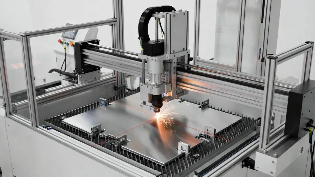 Máquina de corte láser en acción